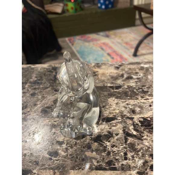 Lenox Crystal, Germany, Sitting Elephant w/Trunk Up Figurine or Paperweight, 4" - Picture 2 of 4